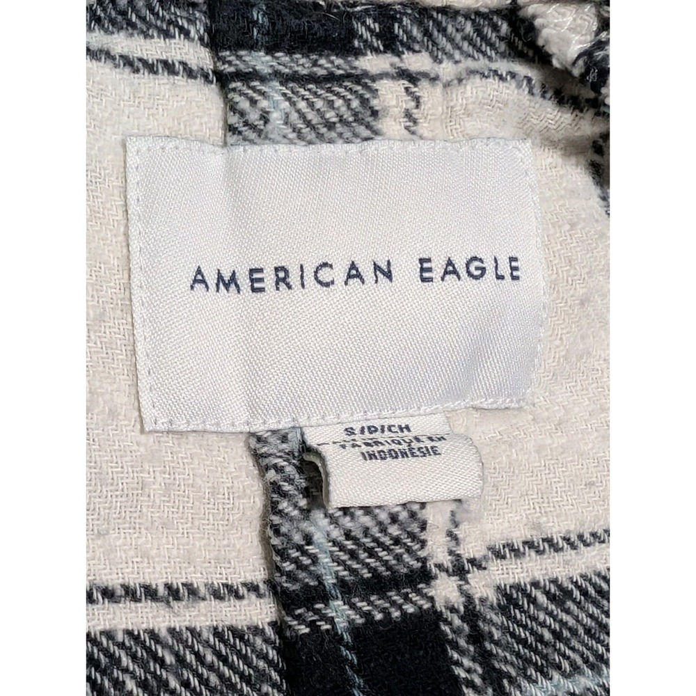 American Eagle Women's Flannel Plaid Button Down Shirt Elastic Wrist Size S - Picture 4 of 6